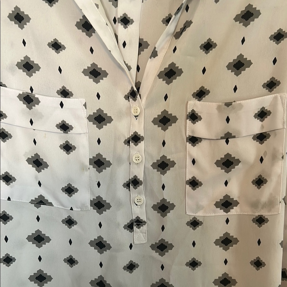 Pleione Women's White and Black Patterned Blouse - Picture 3 of 6